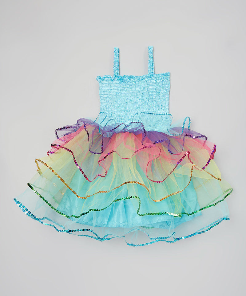 Rainbow Sequin Trim Dress