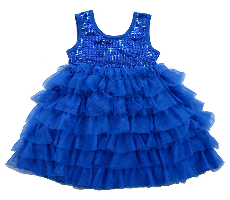 Royal Blue Sequin Tank-Top & Layer Skirt Dress