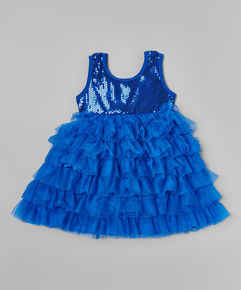 Royal Blue Sequin Tank-Top & Layer Skirt Dress
