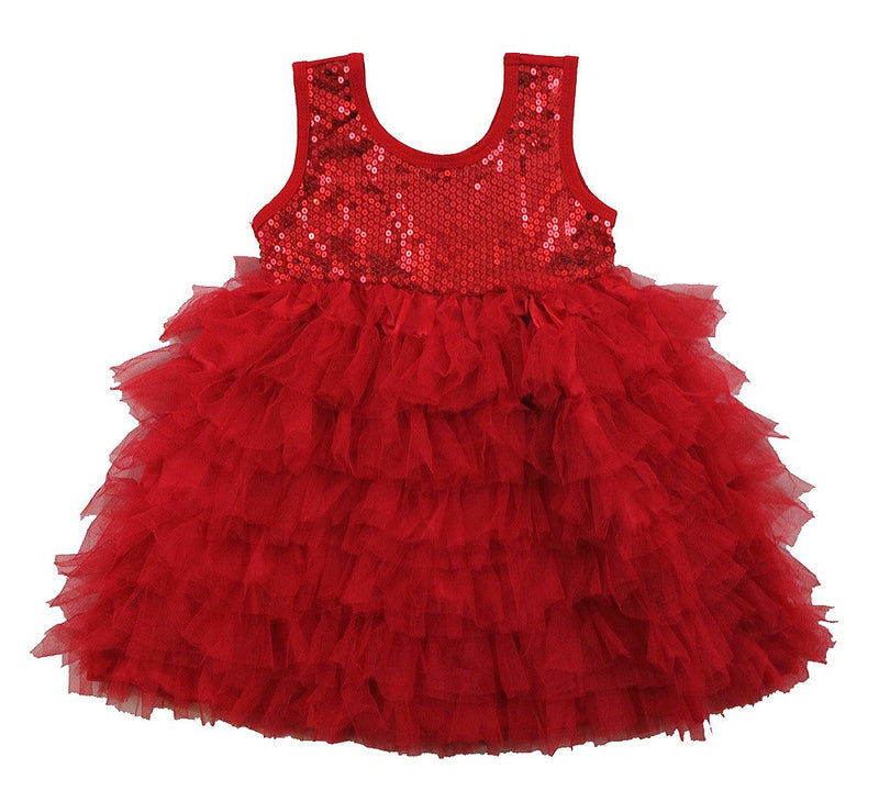 Red Sequin Tank-Top & Layer Skirt Dress