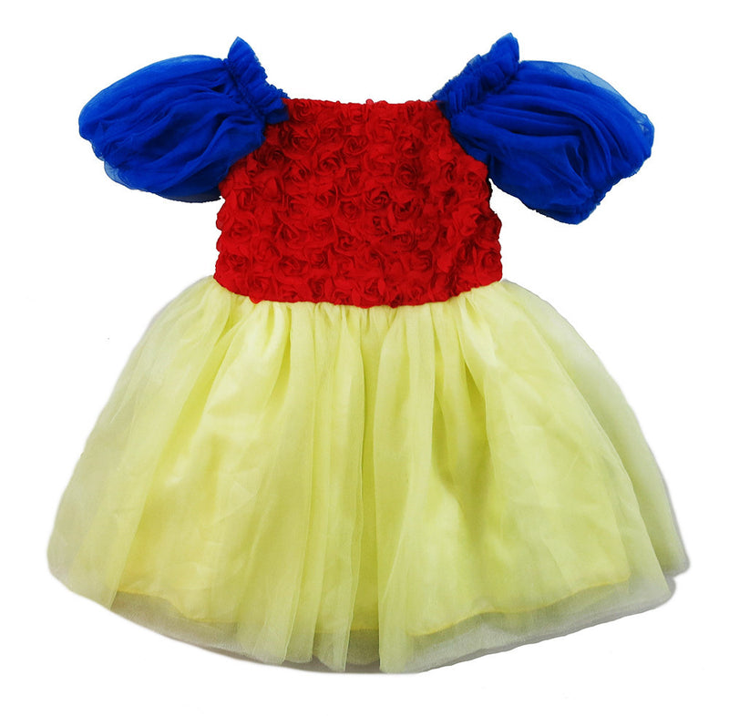 Blue-Red-Yellow Rose Lace Princess Dress