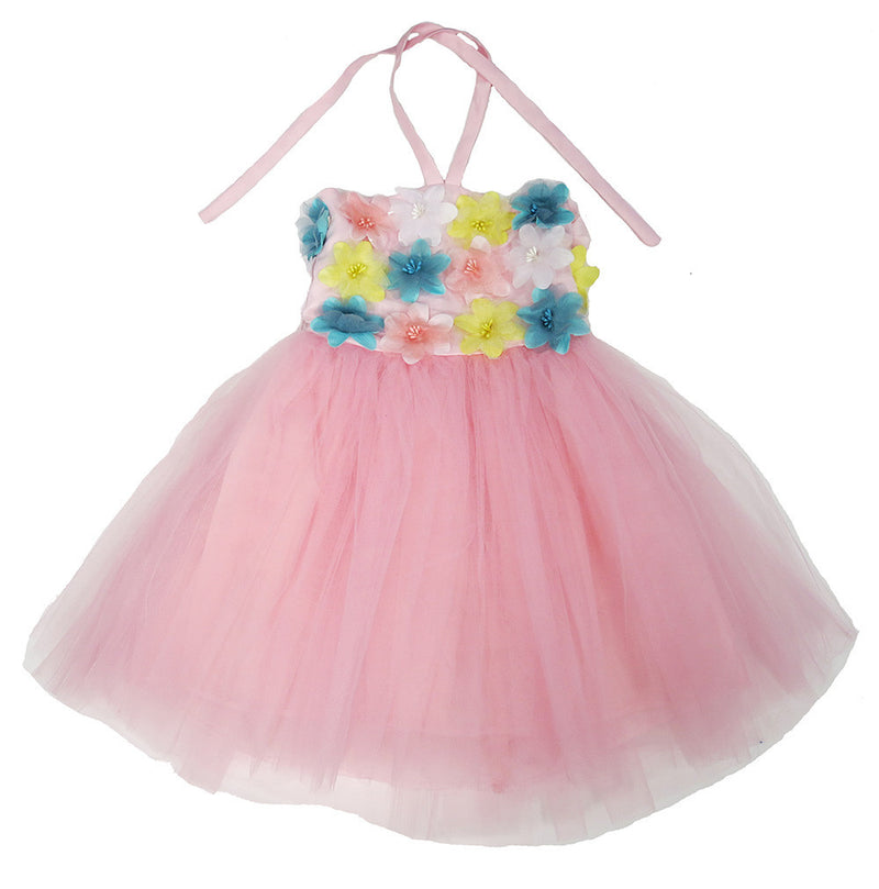 Pink Flowers Halter Dress