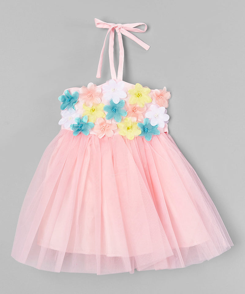Pink Flowers Halter Dress