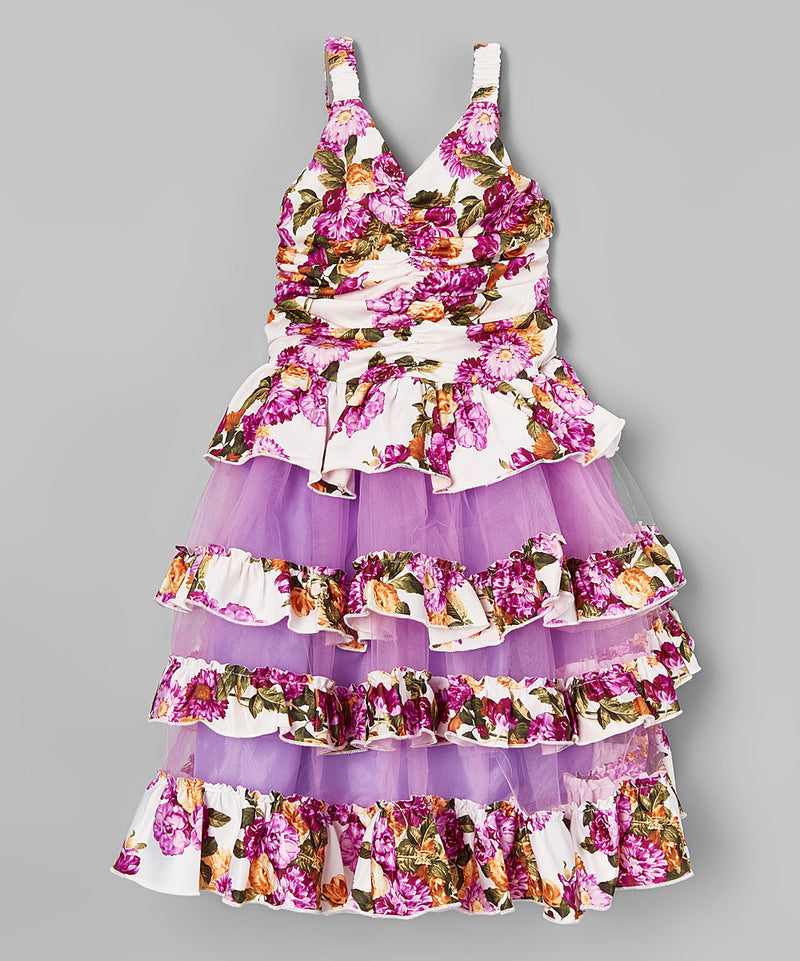 Purple Floral Layer Dress