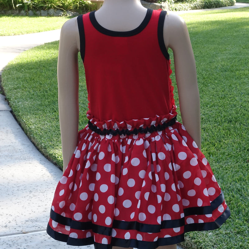 Red Rose & White Polka Dot Dress