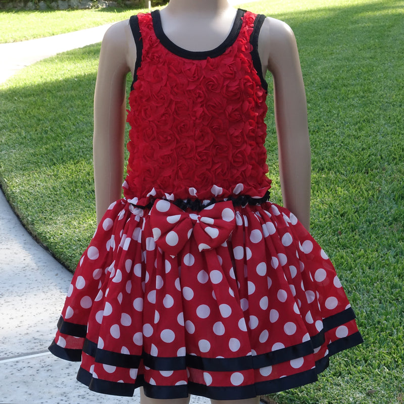 Red Rose & White Polka Dot Dress