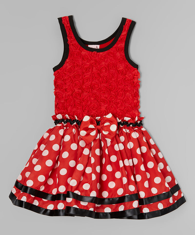 Red Rose & White Polka Dot Dress