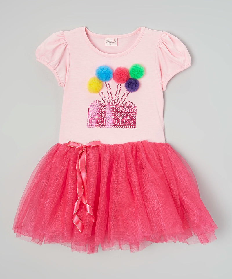 Pink/Hot Pink Pompom Garden  Dress