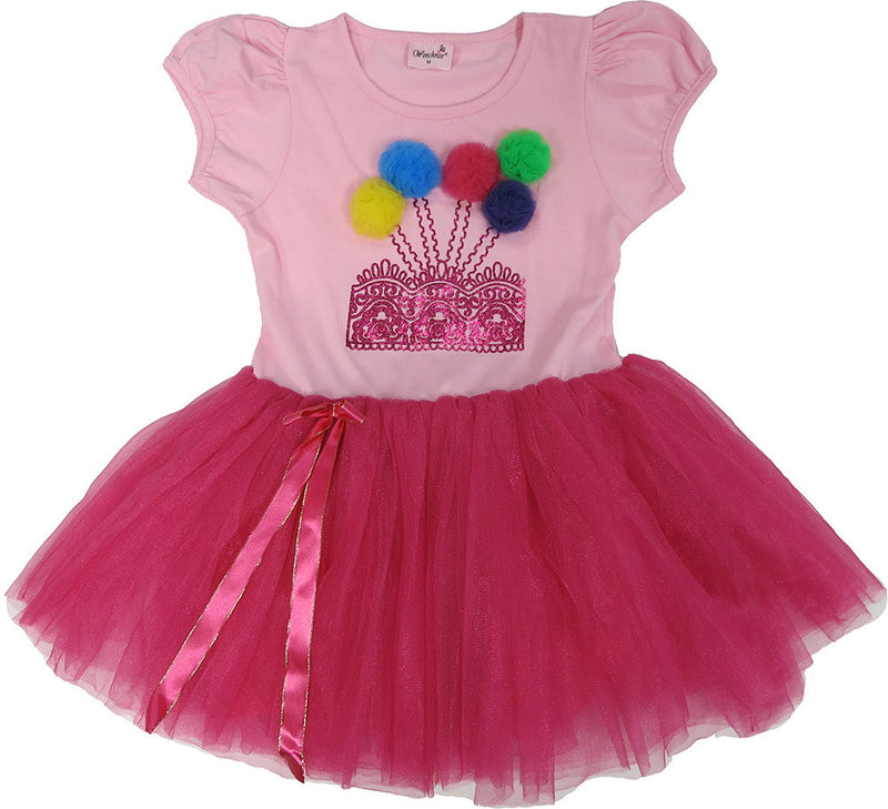 Pink/Hot Pink Pompom Garden  Dress