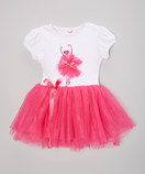 White/Hot Pink 3-D Ballerina Dress