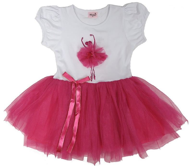 White/Hot Pink 3-D Ballerina Dress