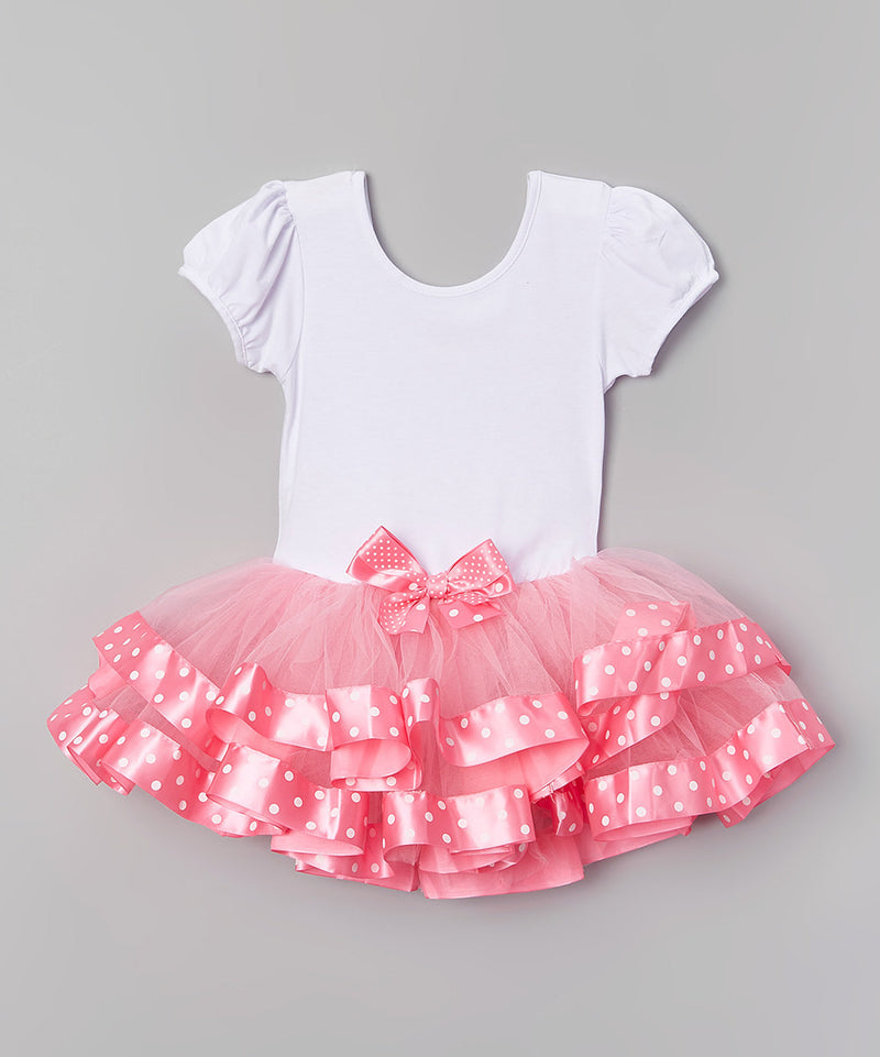 Pink Polka Dot Ribbon/Bow  Ballet  Dress