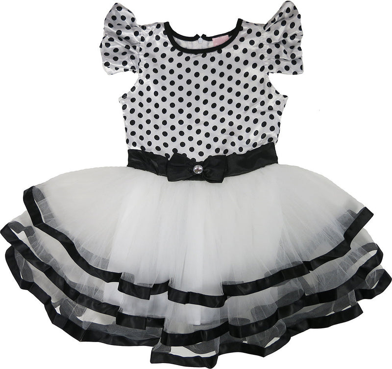 Black & White Polka Dot Satin Dress