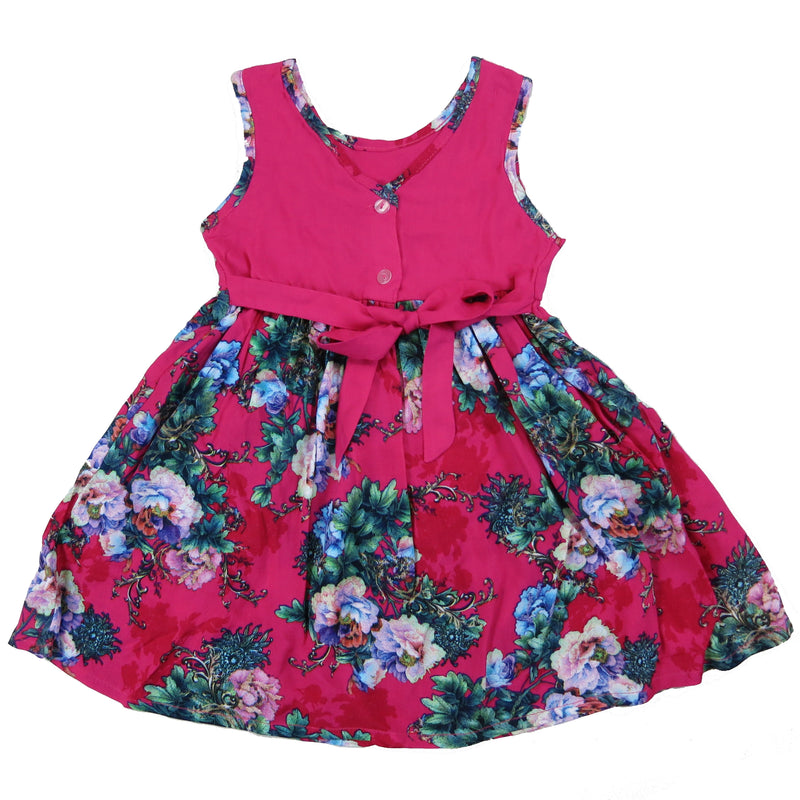 Hot Pink Floral Cotton Dress