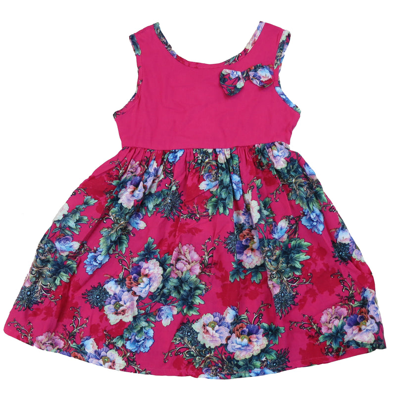 Hot Pink Floral Cotton Dress