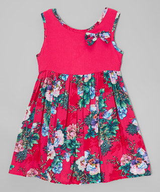 Hot Pink Floral Cotton Dress