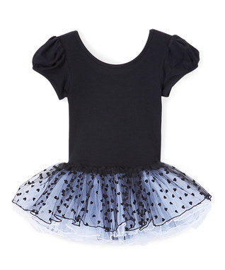 Black/White Hearts Short Sleeve Ballet Dress
