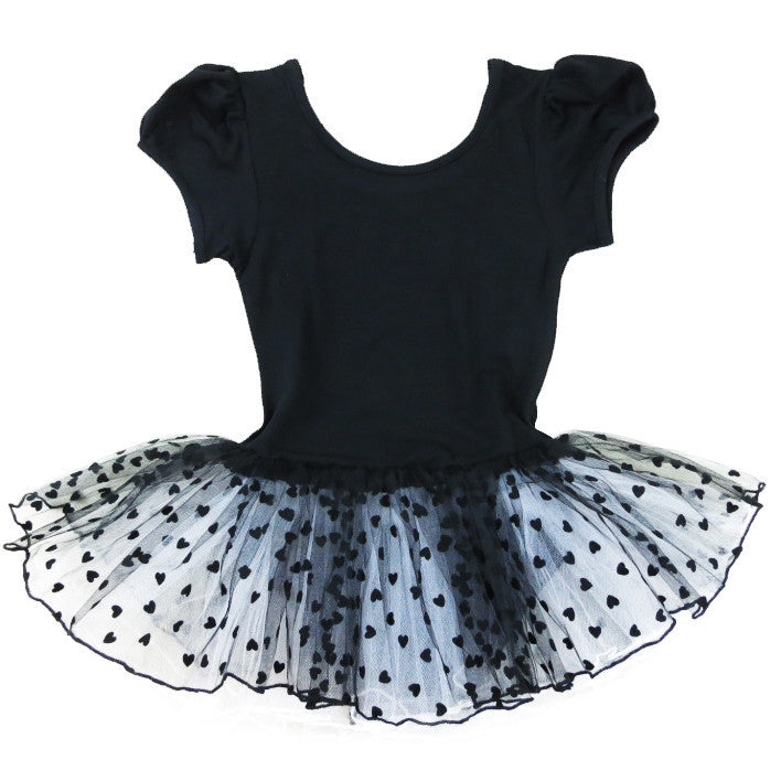 Black/White Hearts Short Sleeve Ballet Dress