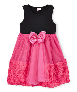 Hot Pink & Black Rose Dress