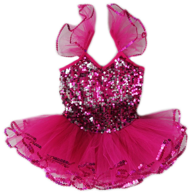 Hot Pink Sequins Ballet Dress