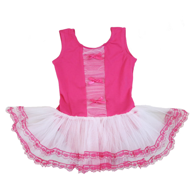 Hot Pink/White 3 Bow Ballet  Dress