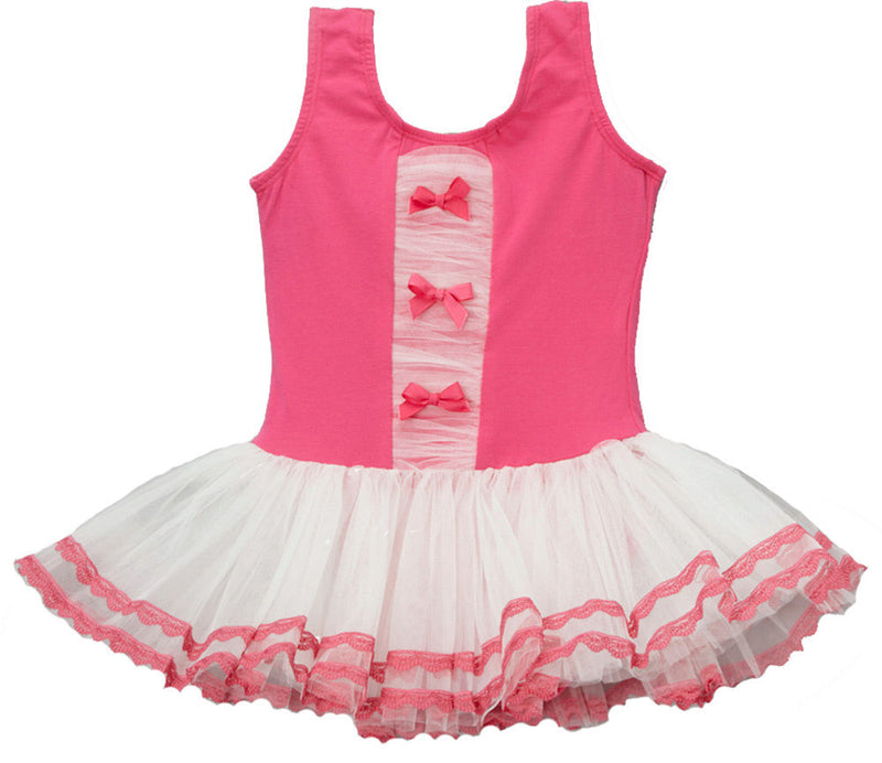 Hot Pink/White 3 Bow Ballet  Dress