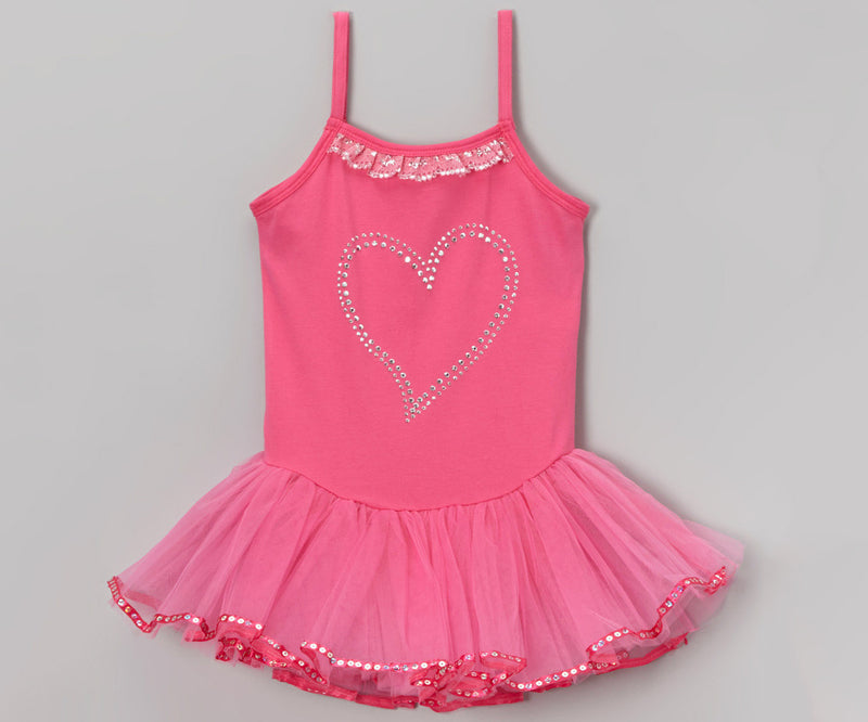 Hot Pink Rhinestone Heart Ballet  Dress