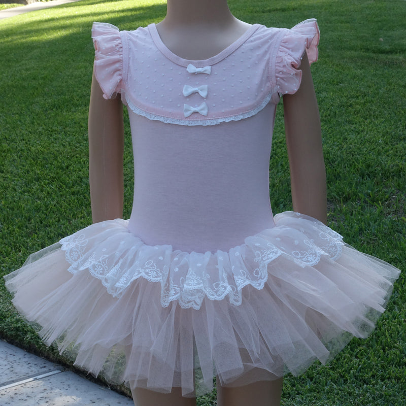 Peach Lace & Bow Ballet Dress