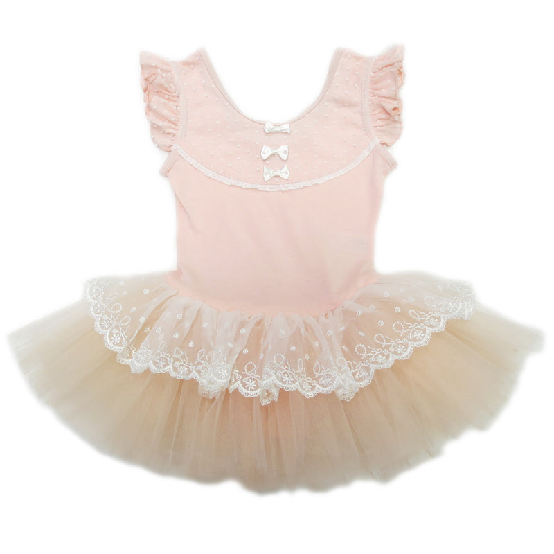 Peach Lace & Bow Ballet Dress