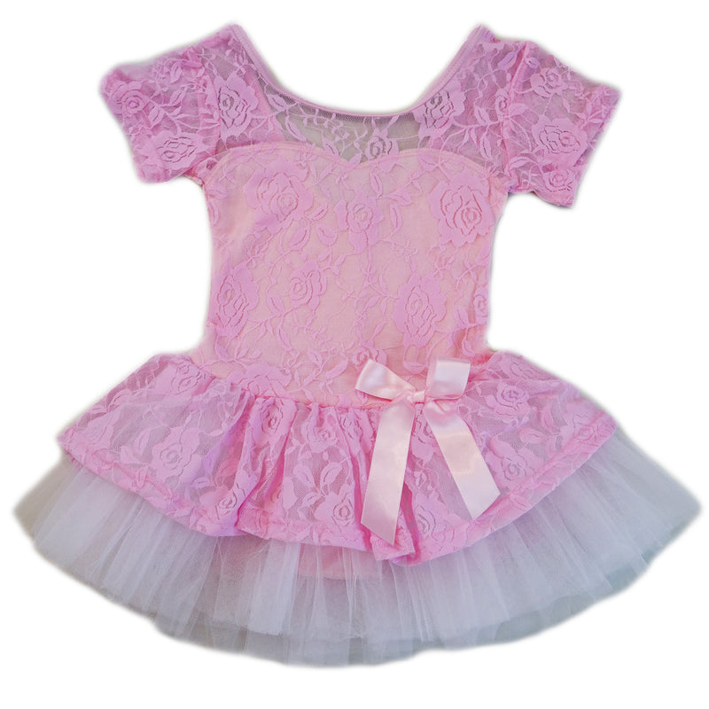 Pink Lace Short Sleeve Ballet Dress