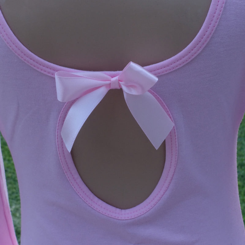 Pink Lace & Bow Long-Sleeve Ballet Dress