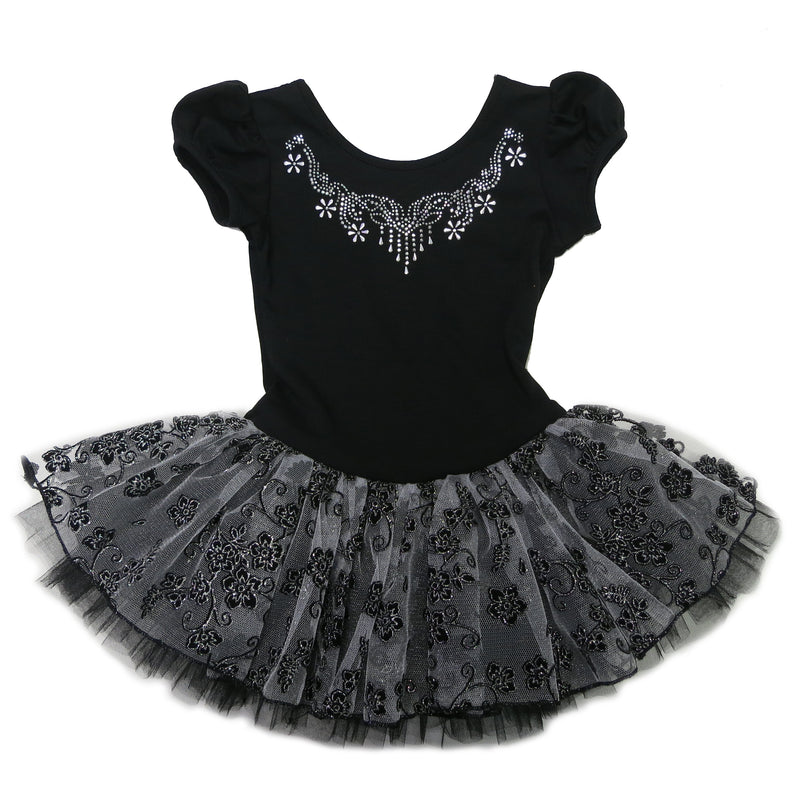 Black/Silver Flowers Ballet Dress