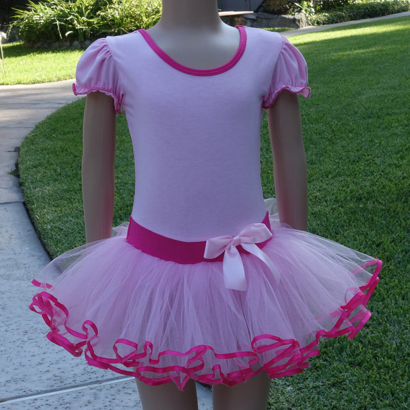 Pink & Hot Pink Short-Sleeve Ballet Dress