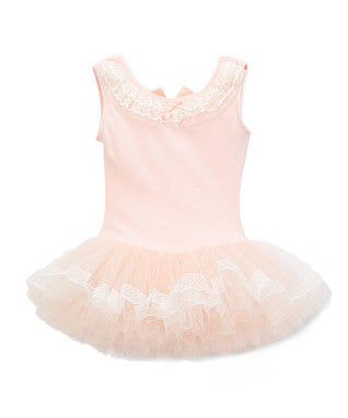 Peach Lace & Bow Key-Ring Back Ballet Dress