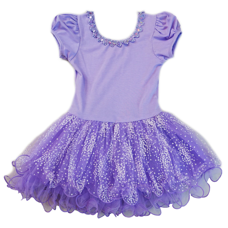 Purple Stars Tutu Short Sleeve Ballet Dress