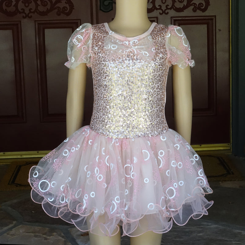Coral Sequins Short Sleeve Dress