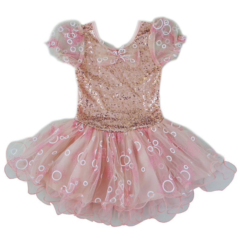 Coral Sequins Short Sleeve Dress