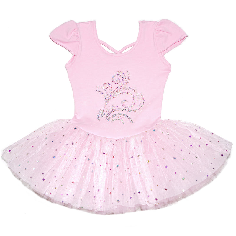Pink Rhinestone Flower & Stars Ballet Dress