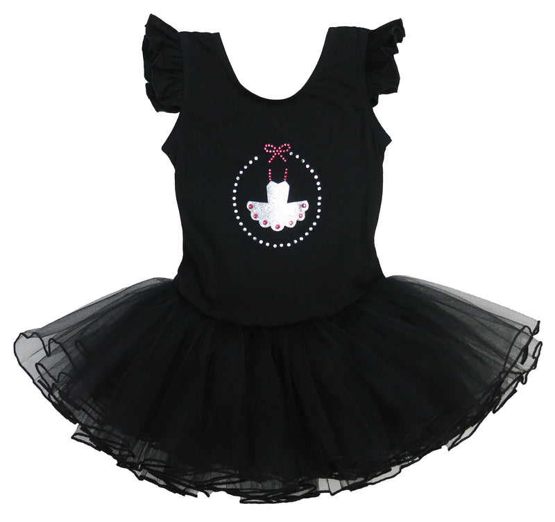 Black Rhinestone Glitter Ballet Dress