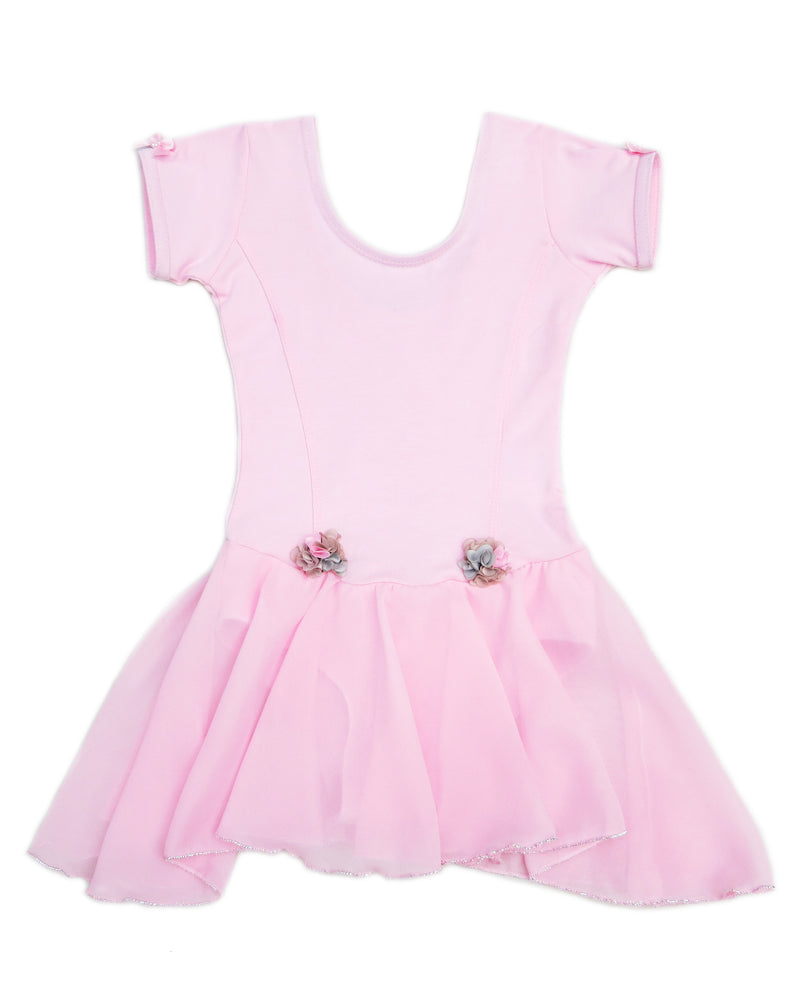 Pink Chiffon Skirted 2 Flower Ballet Dress