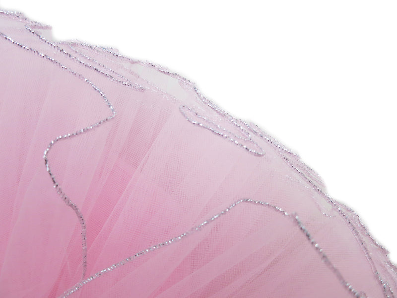 Pink 3D Flowers Silver Trim Ballet Dress