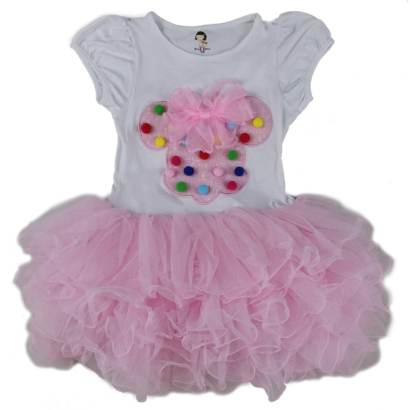 Pink Minnie Bow Dress Rainbow Dot