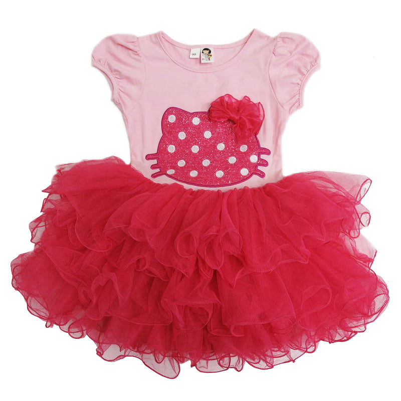 Pink & Hot Ink Kitty Bow Dress