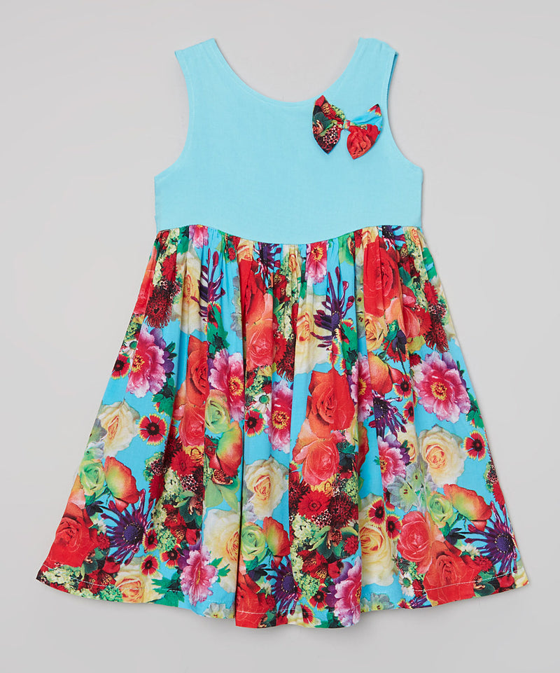 Blue Floral Cotton Dress