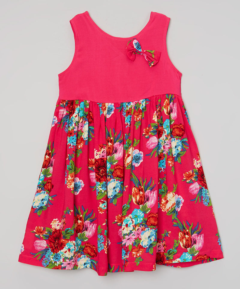 Hot Pink Floral Cotton Dress