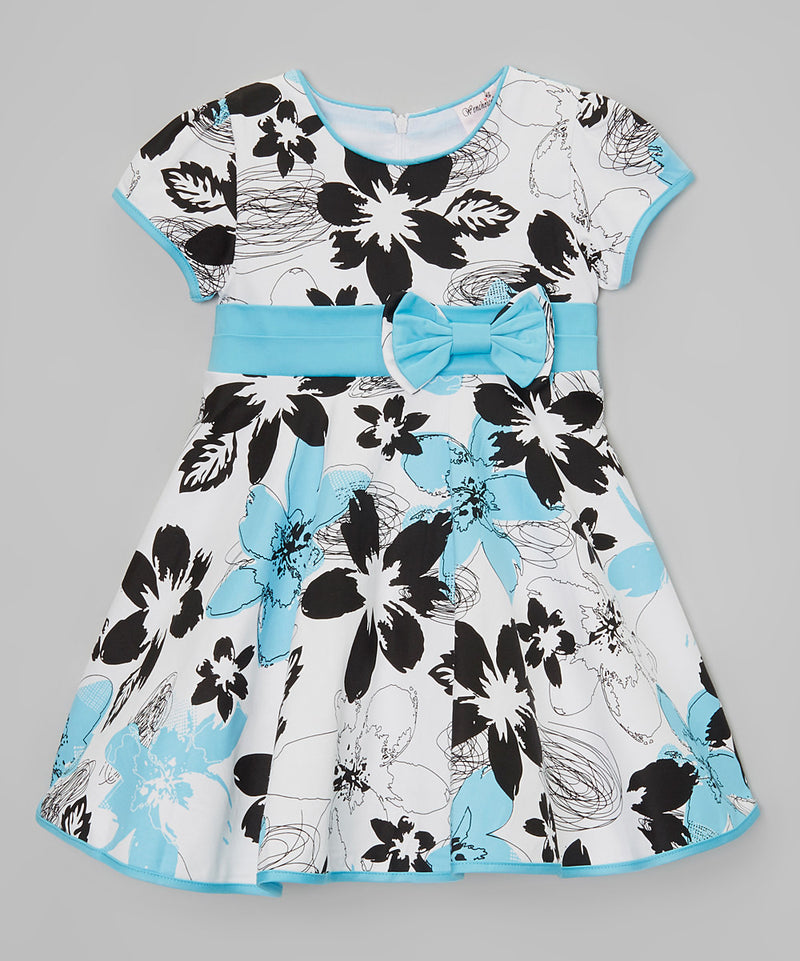 Blue/Black Flower Cotton Dress