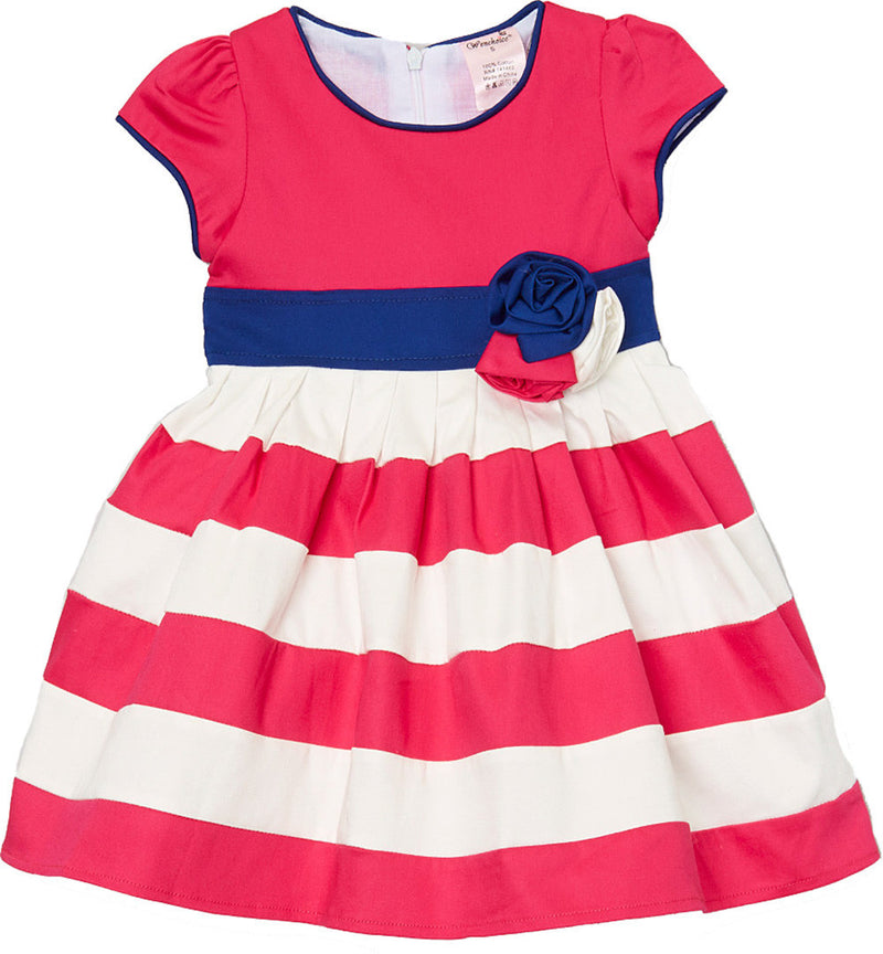 Hot Pink/White Striped Cotton Dress