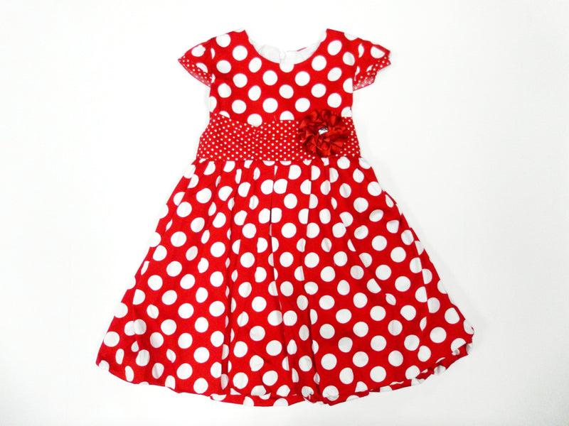 Red White Polkadots Cotton  Dress