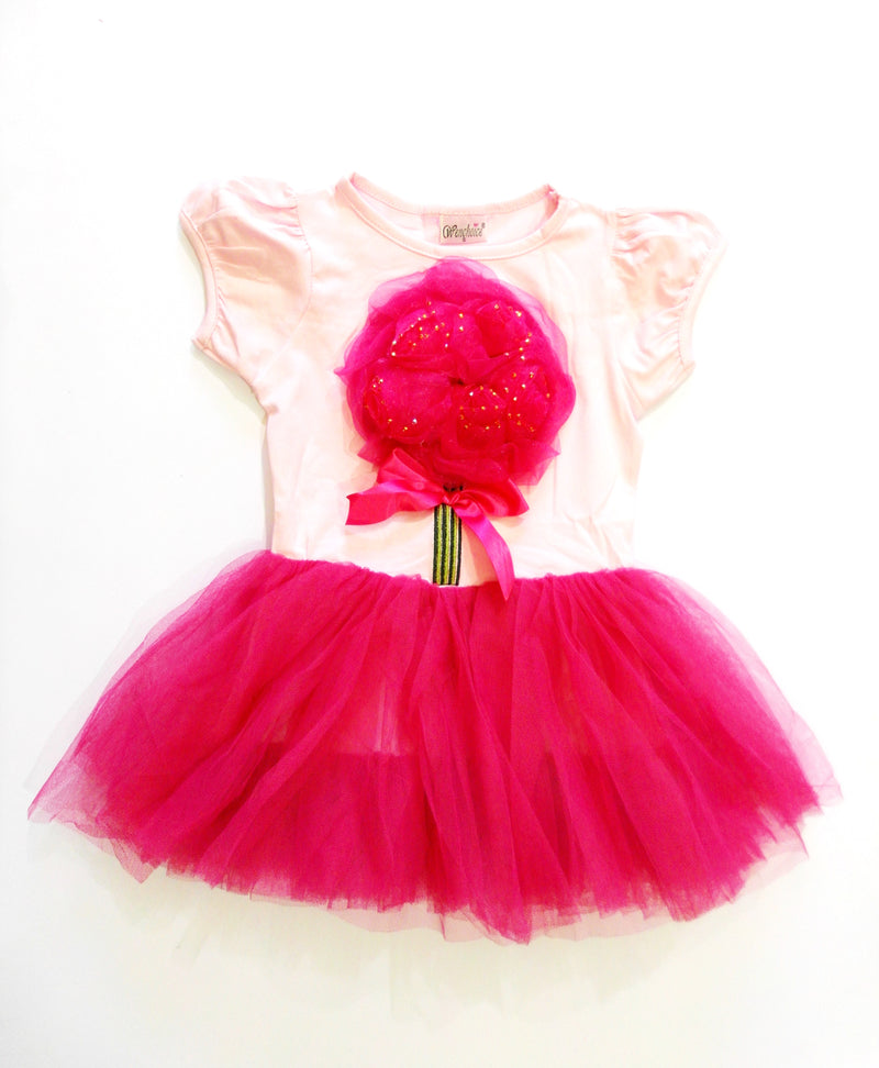 Pink/Hot Pink With Organy Flower Dress