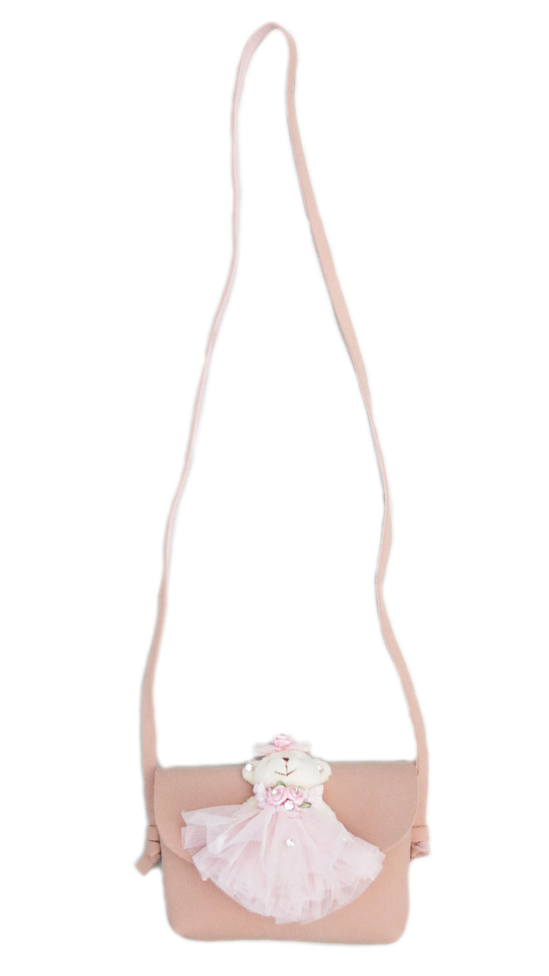 Pink Bear Doll Leather Purse Leather Strap